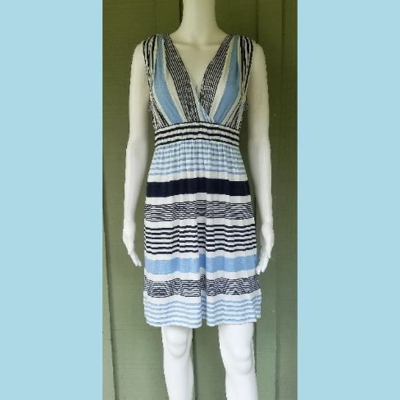 LOFT Dresses & Skirts - Ann Taylor LOFT Blue White Striped Jersey Dress XS